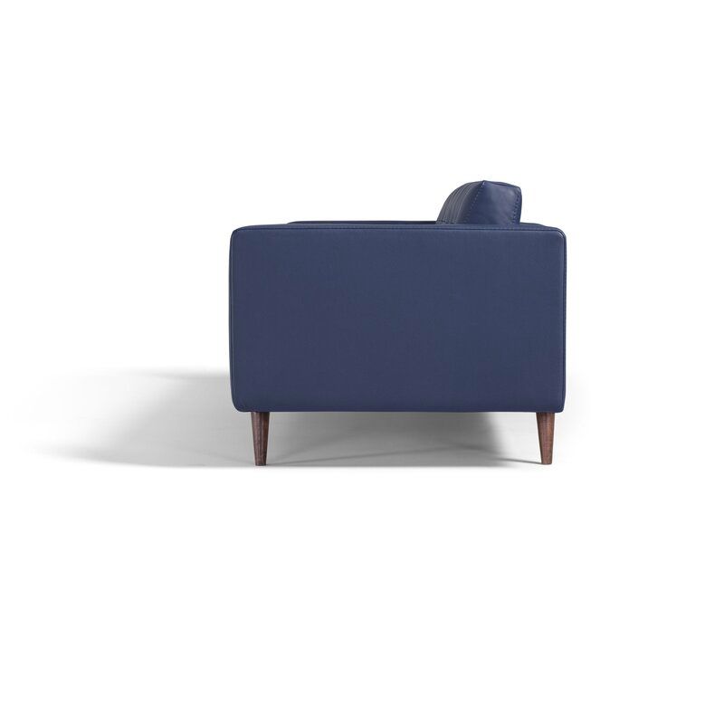 Burdett Genuine Leather Tuxedo Arm Loveseat thumbnail 4