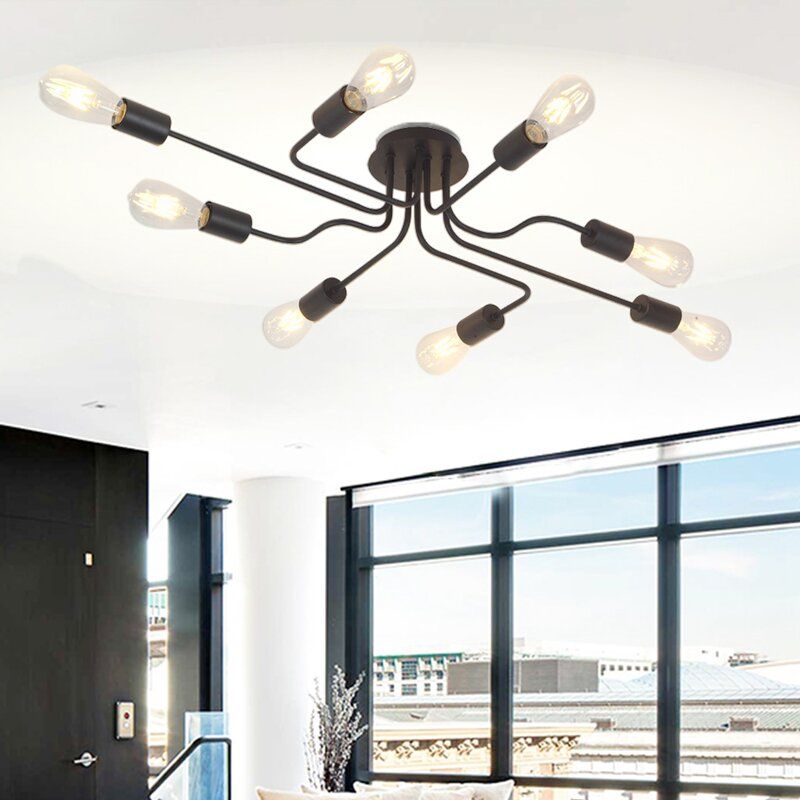 Gearheart 8 Light 44 Sputnik Modern Linear Flush Mount thumbnail 2