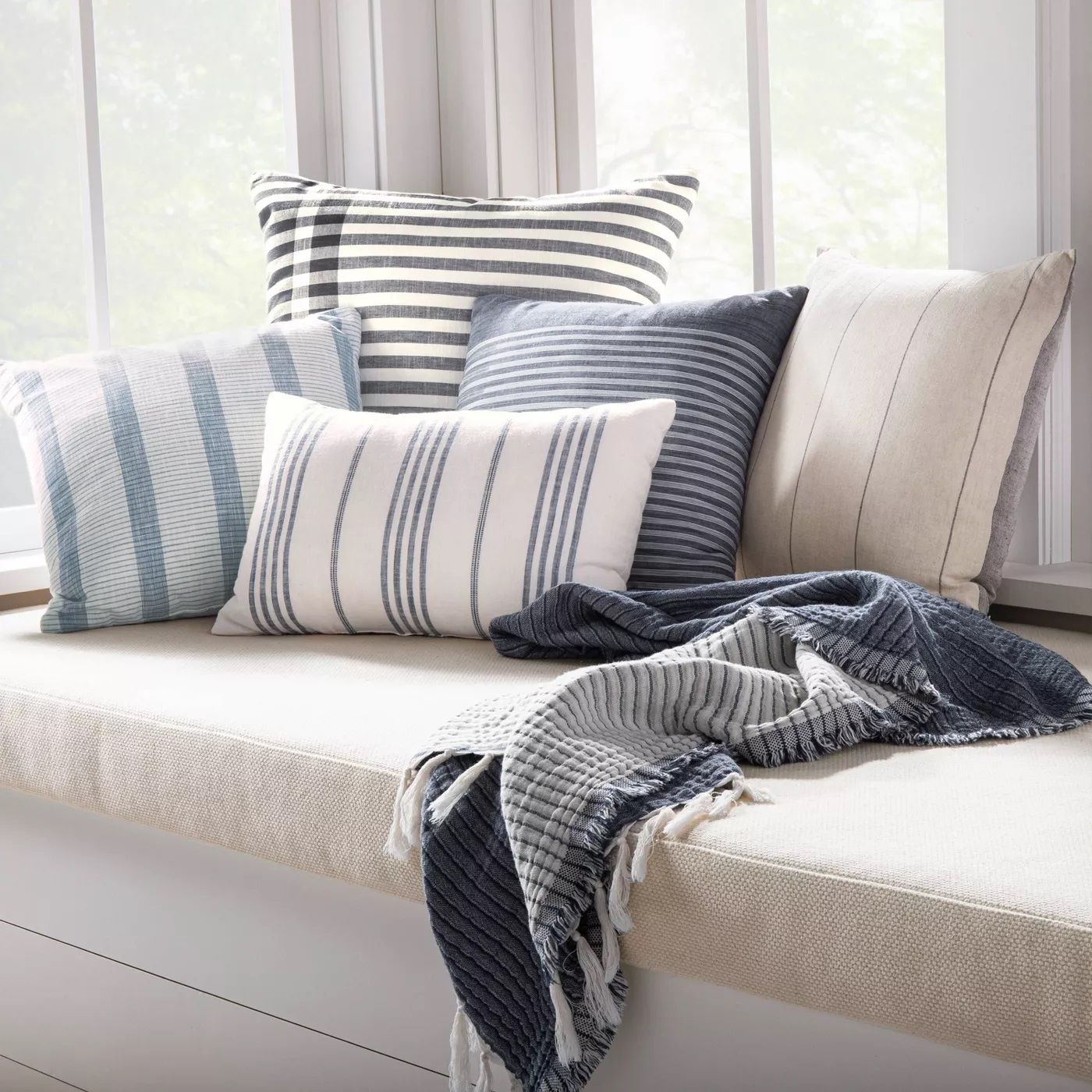 Faded Stripe Throw Pillow With Insert-18"x18" thumbnail 2
