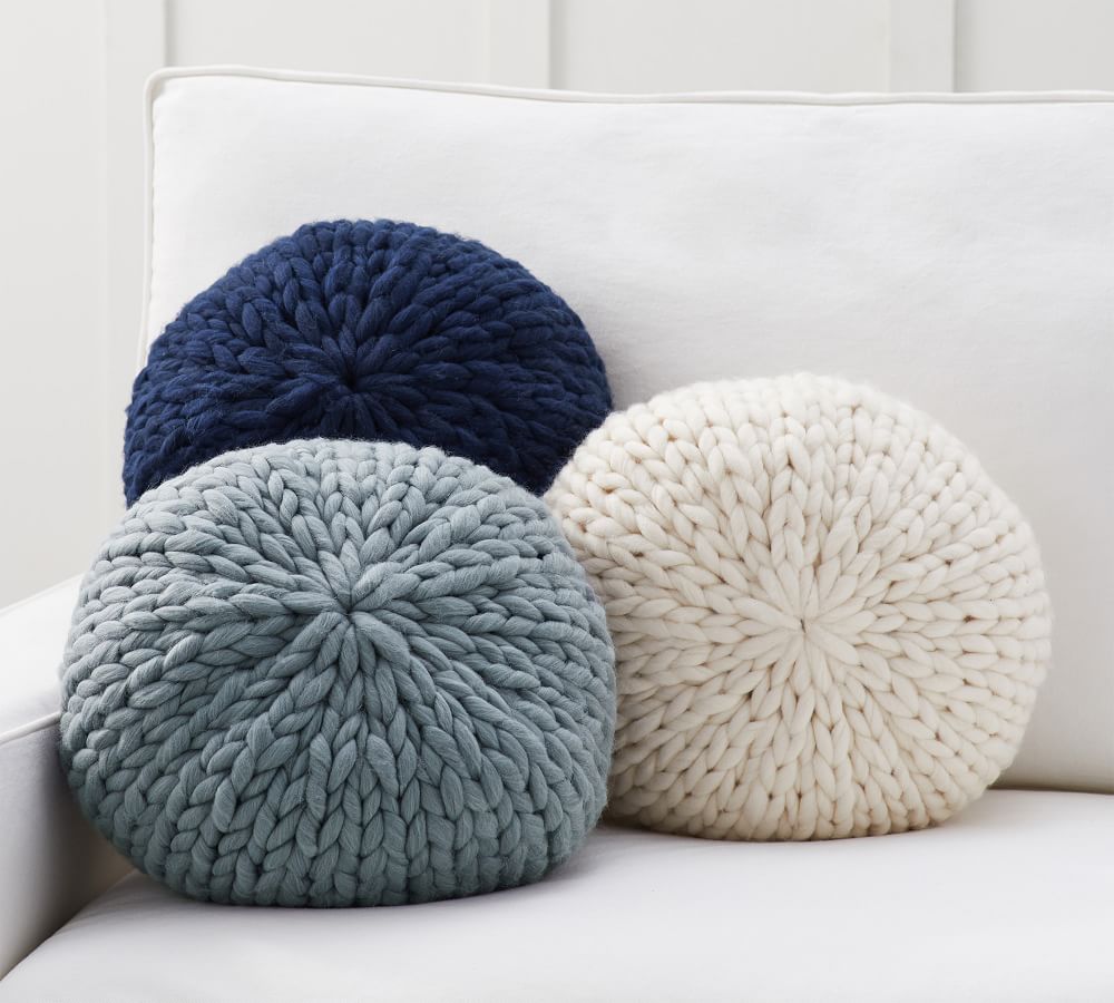 Cozy Handknit Round Pillow thumbnail 2
