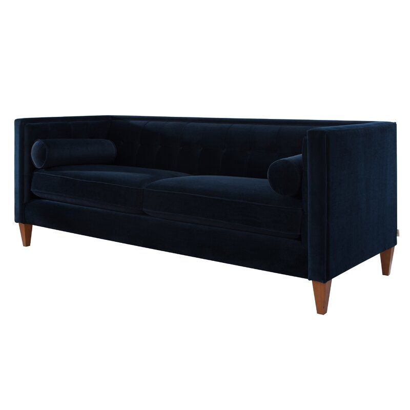 Latisha Velvet Tuxedo Arm Sofa with Reversible Cushions thumbnail 2
