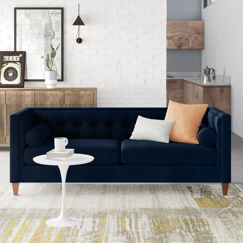 Latisha Velvet Tuxedo Arm Sofa with Reversible Cushions thumbnail 5