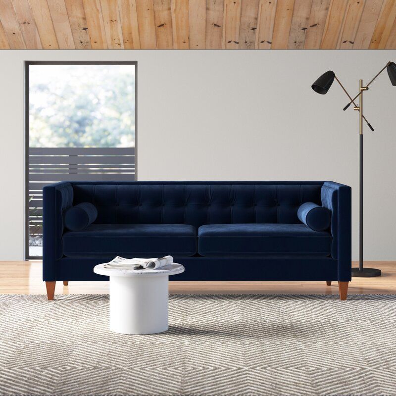 Latisha Velvet Tuxedo Arm Sofa with Reversible Cushions thumbnail 6