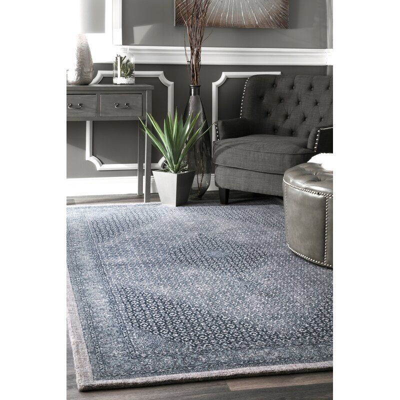 Aryana Oriental Handmade Wool Blue Area Rug-6'x9' thumbnail 2