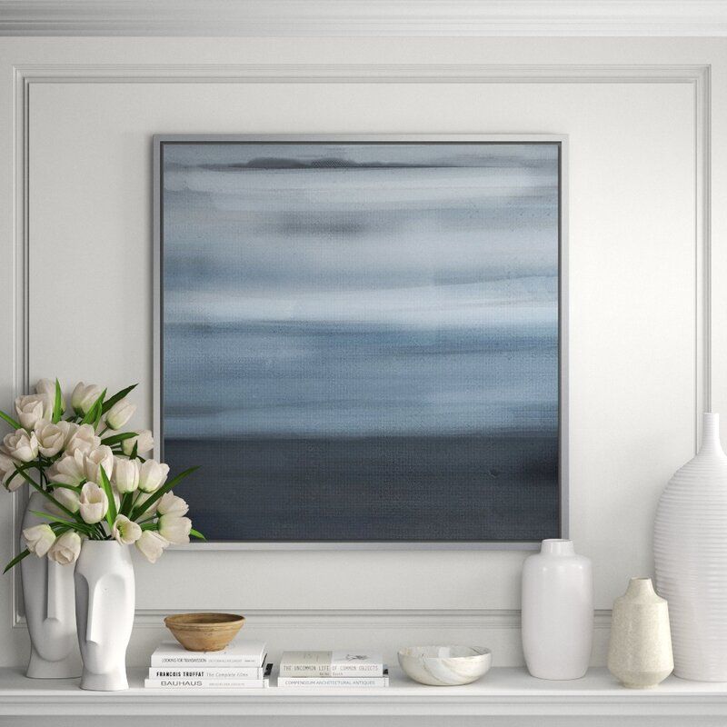 Neutral Blues Painting Print on Canvas Framed thumbnail 2