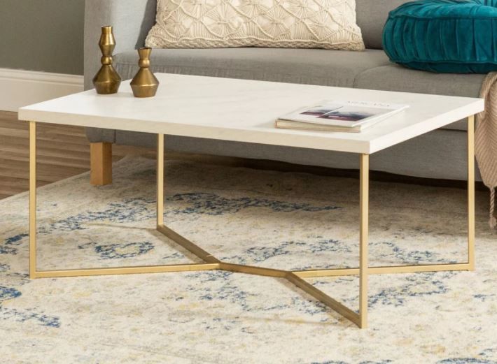 Glam Mid Century Modern Y Leg Rectangle Coffee Table thumbnail 3