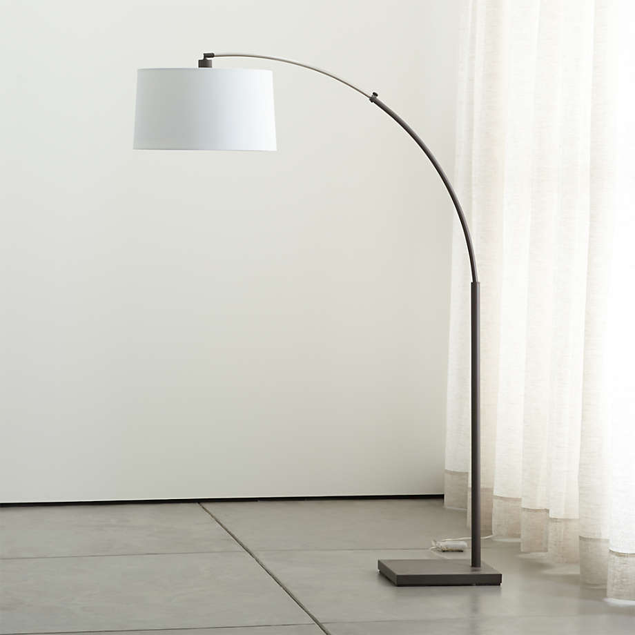 Dexter Arc Floor Lamp with White Shade thumbnail 2