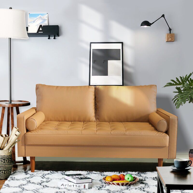 George Oliver Leather Square Arm Loveseat thumbnail 4