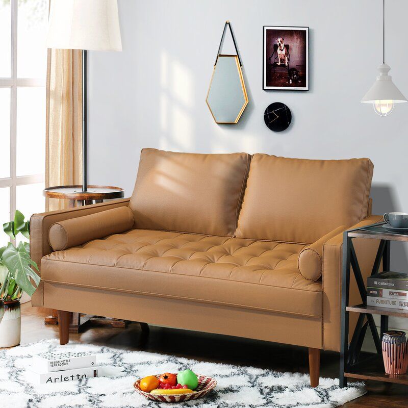George Oliver Leather Square Arm Loveseat thumbnail 5