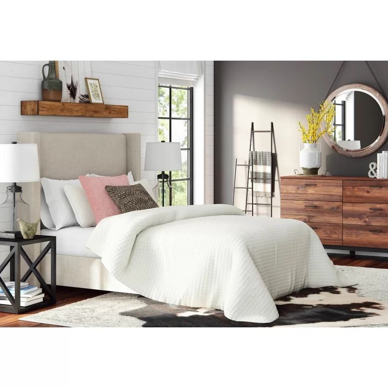 Amera Upholstered Low Profile Standard Bed-Queen thumbnail 2