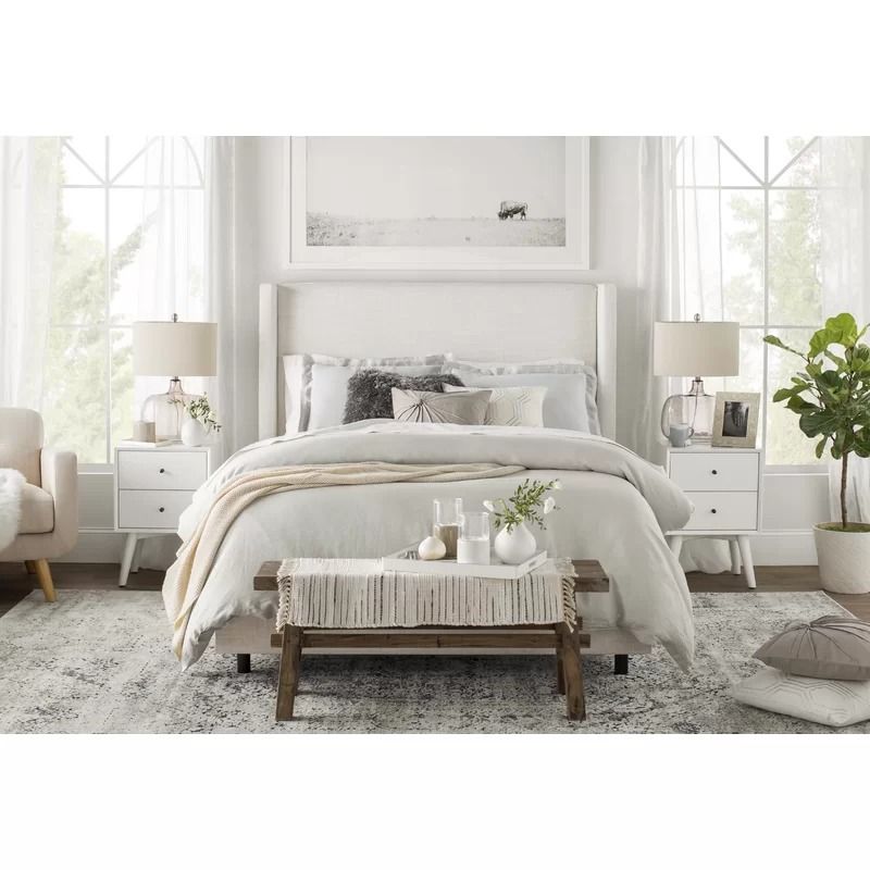 Amera Upholstered Low Profile Standard Bed-Queen thumbnail 3