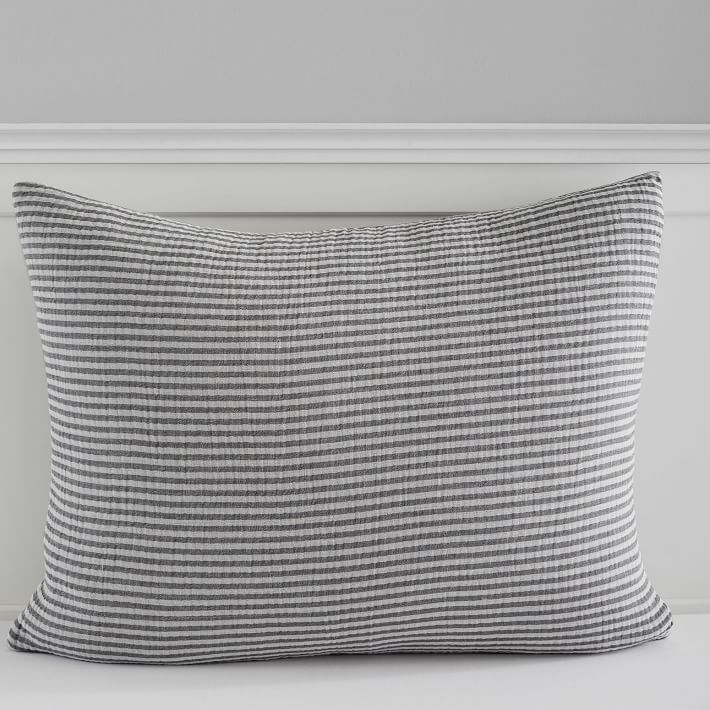 Reversible Striped Organic Muslin Duvet Cover And Sham thumbnail 2