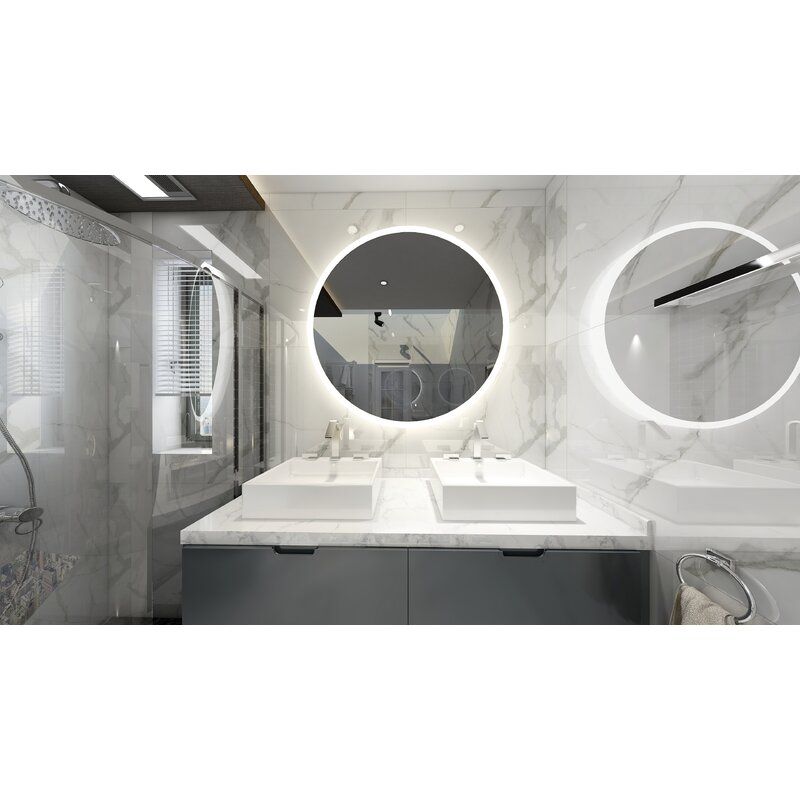 Aldora Round Lighted Bathroom Mirror thumbnail 2