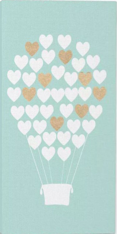 White Gold Teal Heart Hot Air Balloon Stretched Canvas Wall Art unframe thumbnail 2
