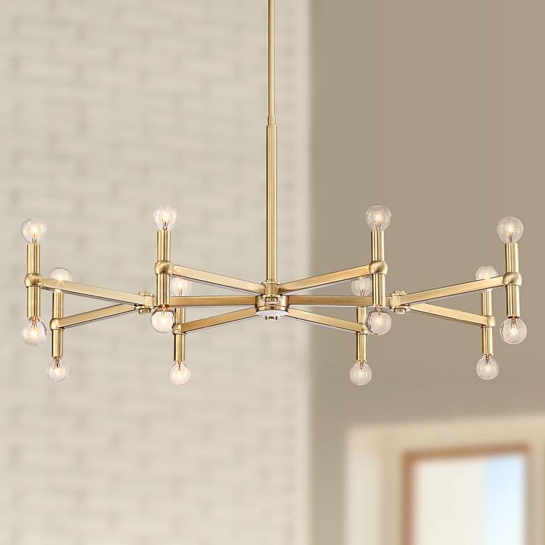 Possini Euro Marya 37 Wide Satin Brass 16 Light Chandelier thumbnail 3