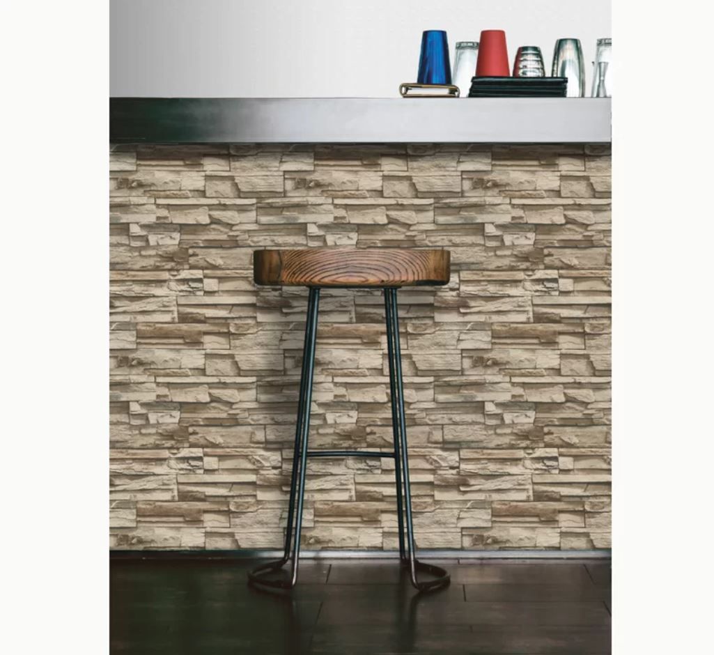Coleen Stacked Stone Peel and Stick Wallpaper Roll thumbnail 4