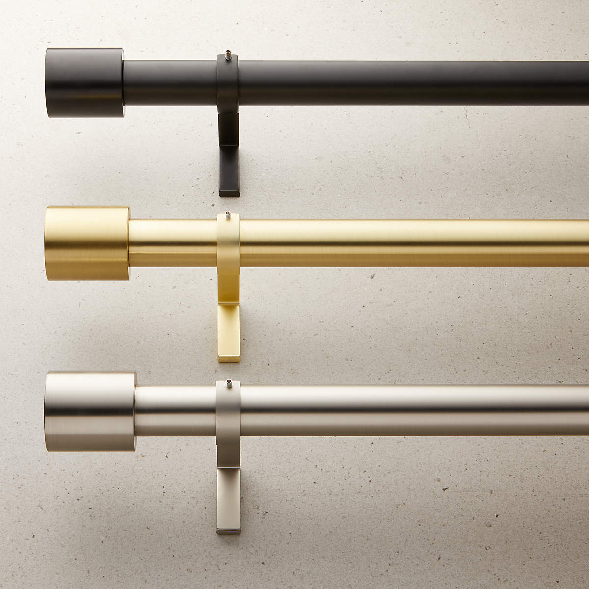 BRUSHED BRASS CAP FINIAL CURTAIN ROD SET thumbnail 2