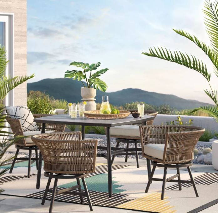 Hardoy Patio Dining Set with Swivel Chairs thumbnail 2