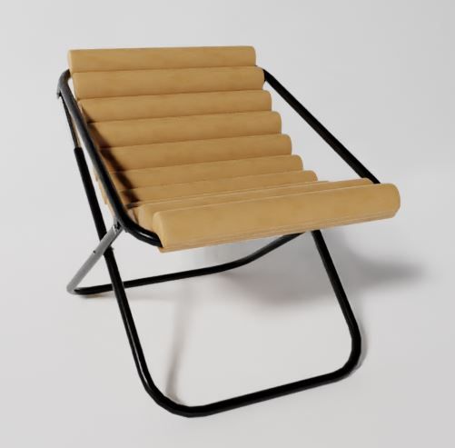 Vegan Leather Cream Channeled Sling Chair thumbnail 2