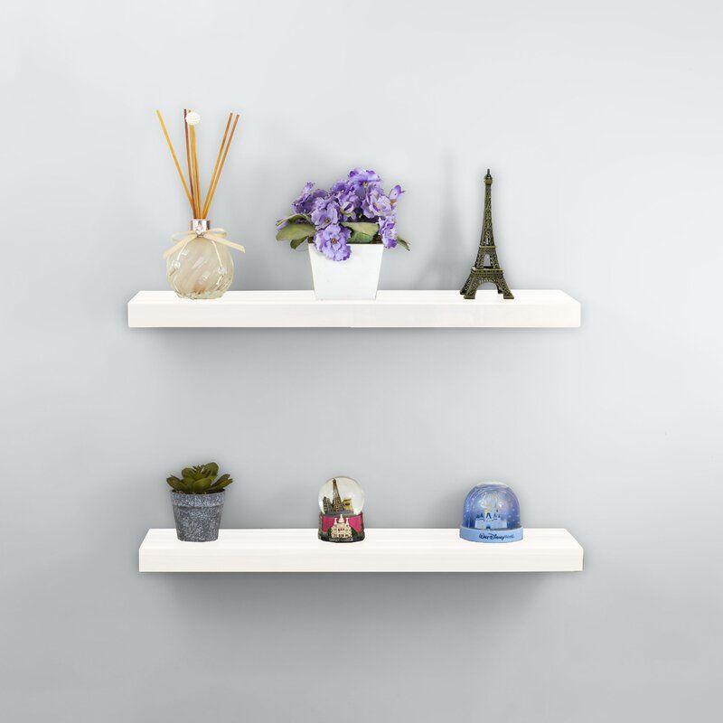 Adele 2 Piece Teak Solid Wood Floating Shelf  thumbnail 2