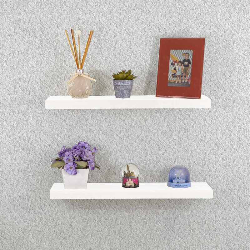 Adele 2 Piece Teak Solid Wood Floating Shelf  thumbnail 3
