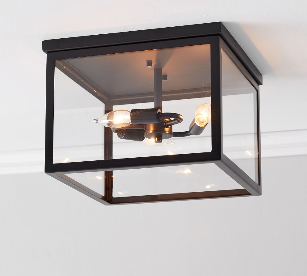 Manor Outdoor Glass & Iron Flush Mount (13"-20") thumbnail 2