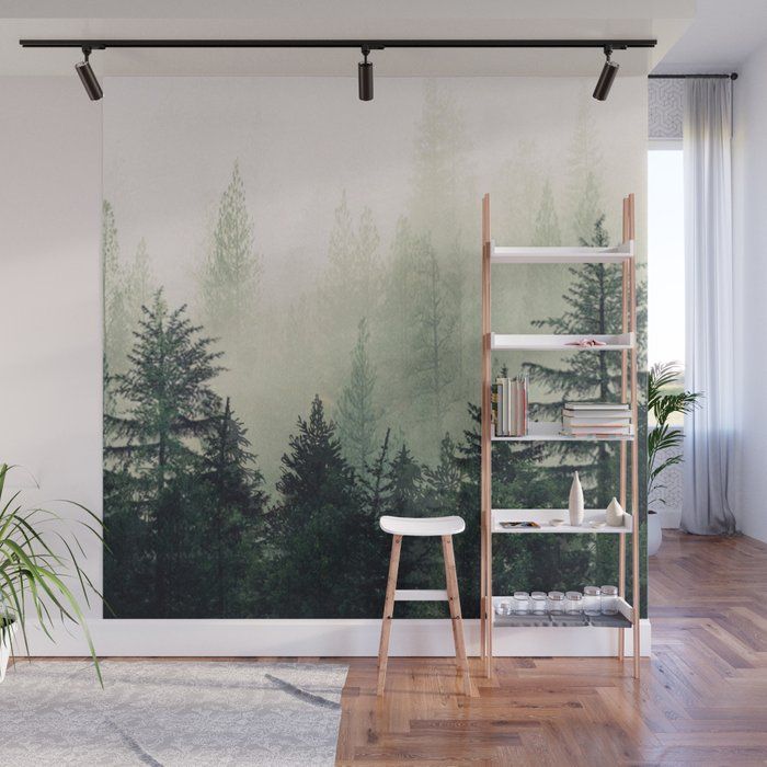 Foggy Pine Trees Wall Mural thumbnail 2