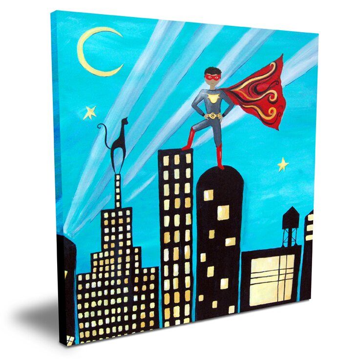 Wit and Whimsy African American Superhero Canvas Art thumbnail 2