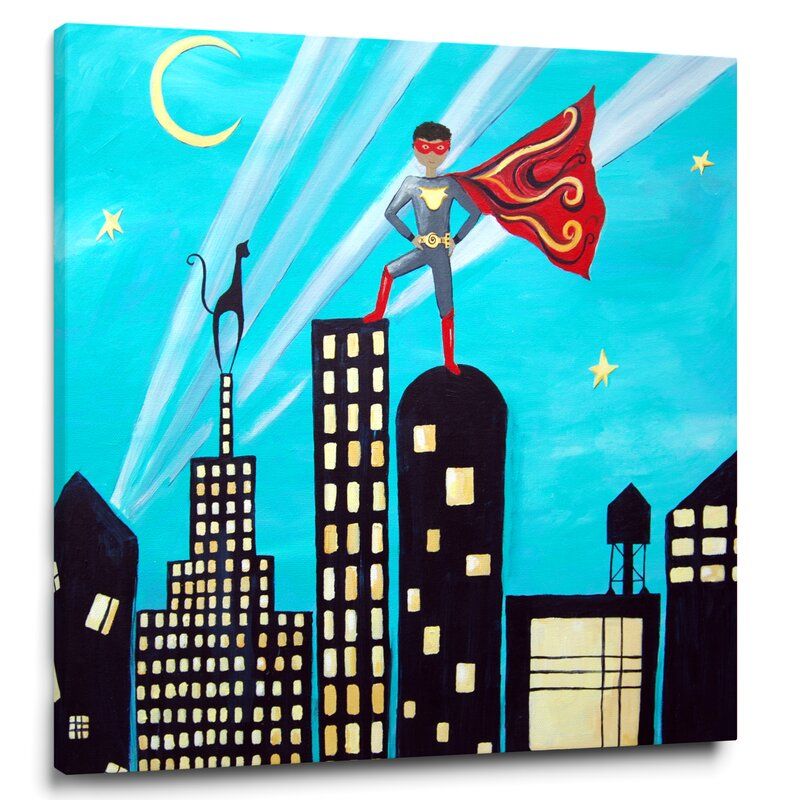 Wit and Whimsy African American Superhero Canvas Art thumbnail 3
