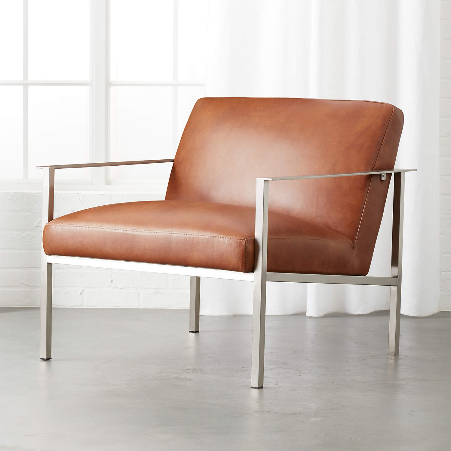 CUE BROWN LEATHER LOUNGE CHAIR thumbnail 6