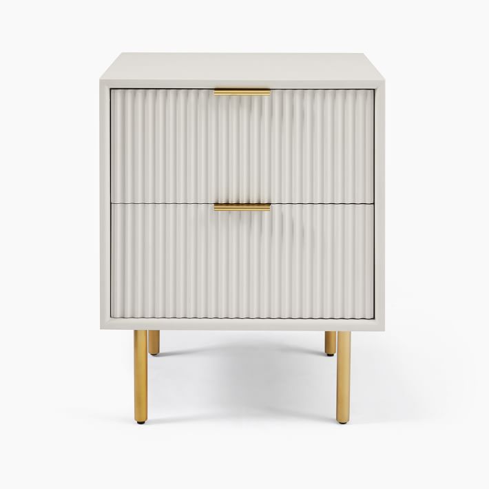 Quinn Wood Nightstand - White/Antique Bronze thumbnail 3