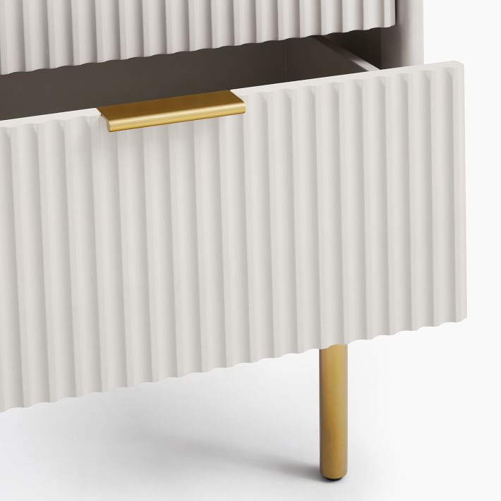 Quinn Wood Nightstand - White/Antique Bronze thumbnail 5