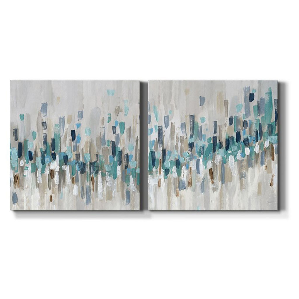 Staccato Blue two Piece Wrapped Canvas Set Without Frame thumbnail 5