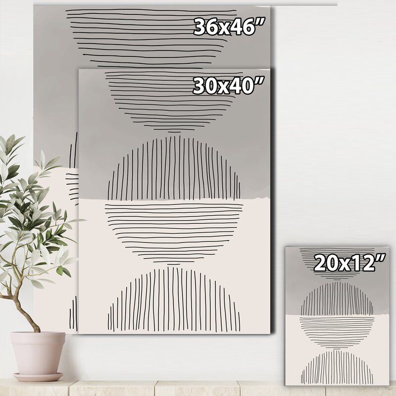 Minimal Geometric Lines and Circle IX Wrapped Canvas Print unframe thumbnail 3
