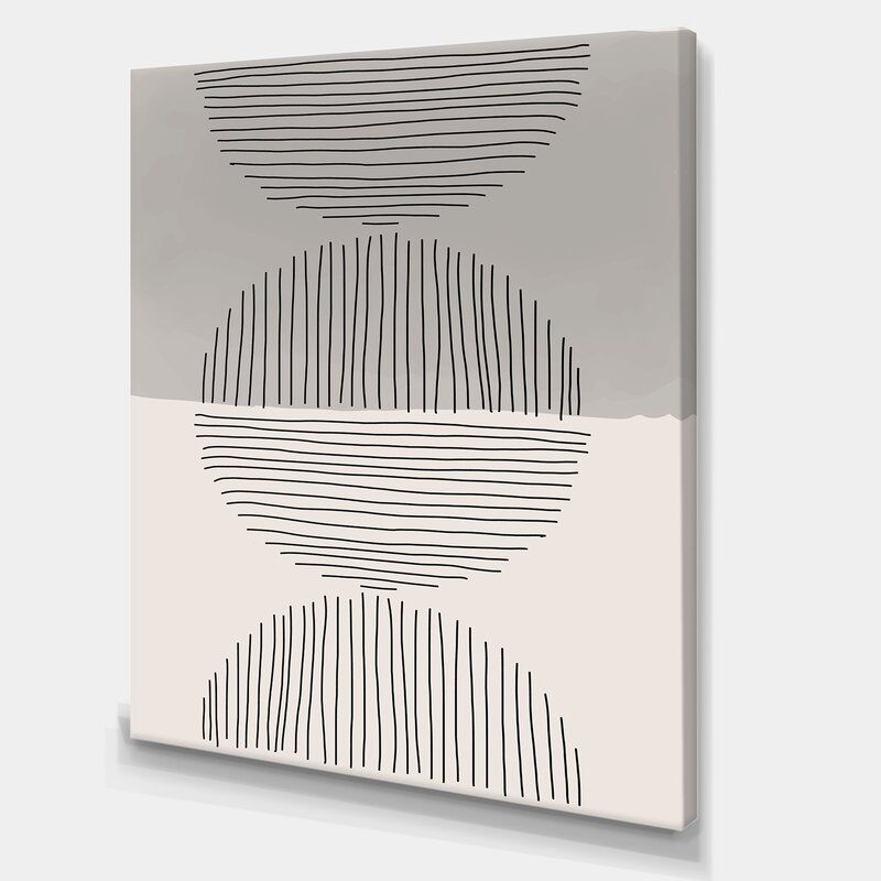 Minimal Geometric Lines and Circle IX Wrapped Canvas Print unframe thumbnail 4