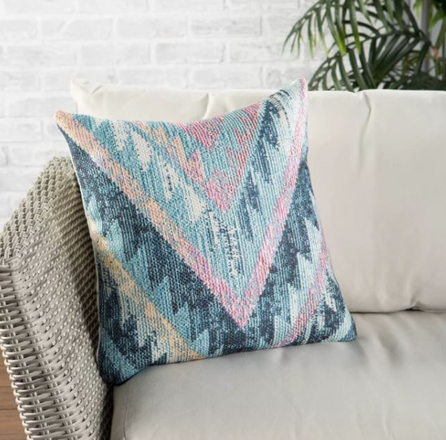 Petra Indoor Outdoor Geometric Throw Pillow Blue with insert thumbnail 3