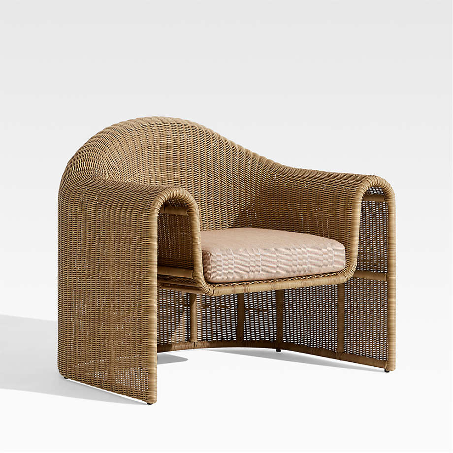 Simeon Outdoor Wicker Lounge Chair with Cushion thumbnail 4