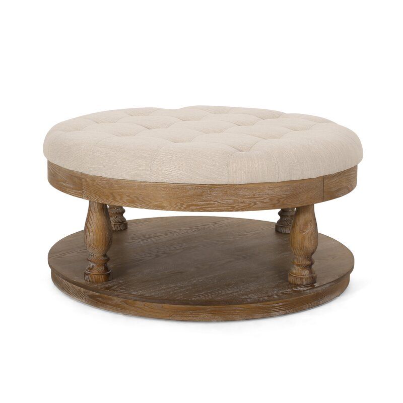 Tufted Round Cocktail Ottoman with Storage thumbnail 4