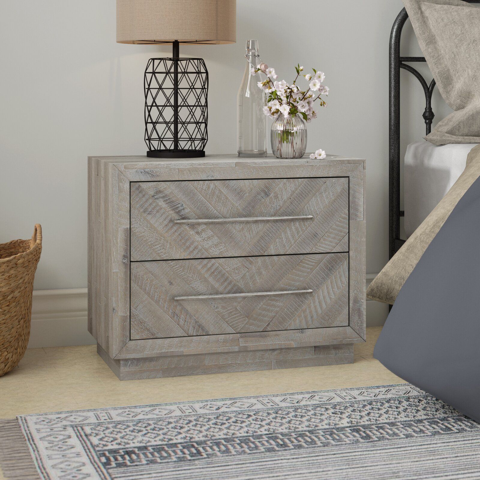 Whittier 2 Drawer Solid Wood Nightstand in Rustic Latte thumbnail 3