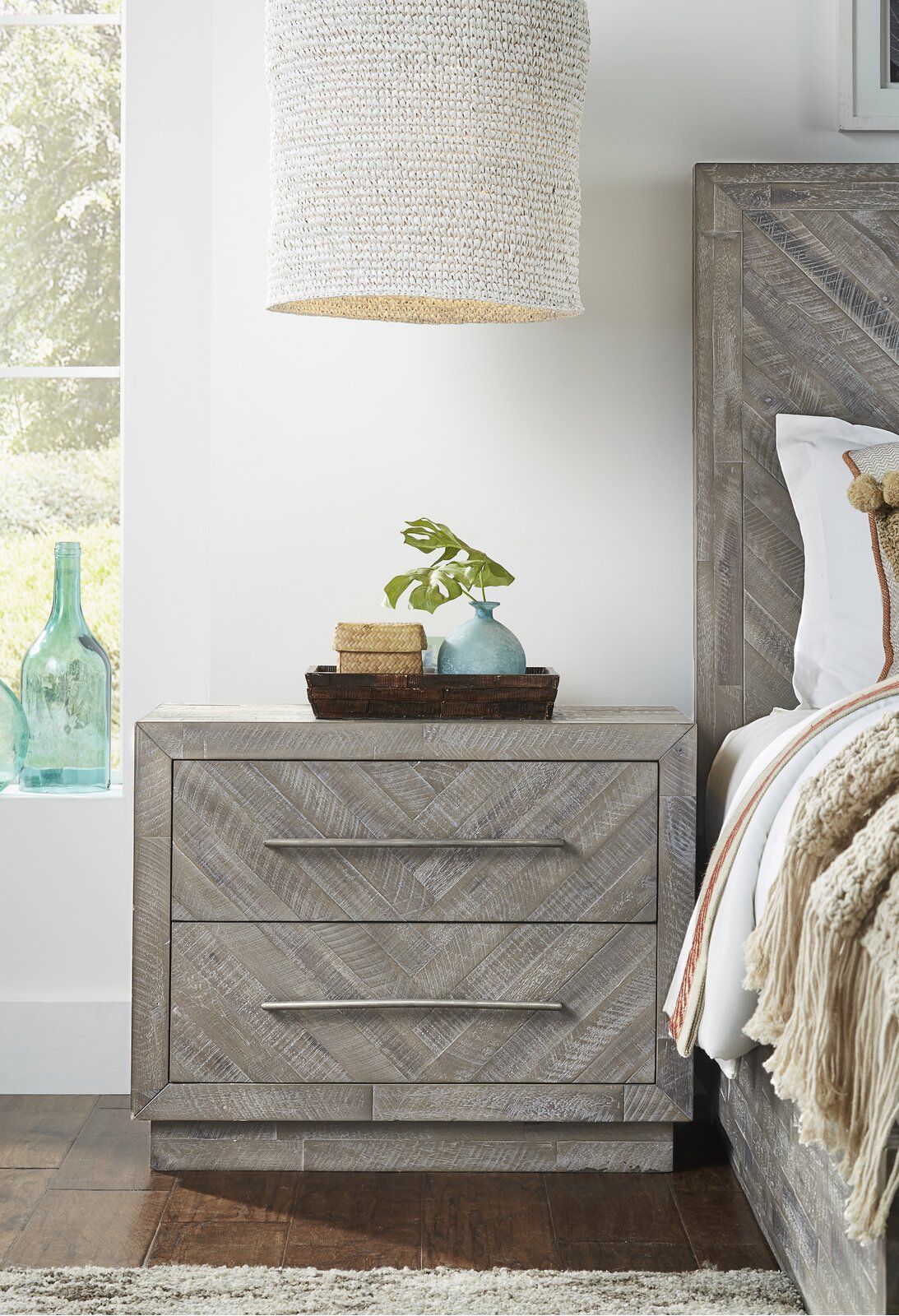 Whittier 2 Drawer Solid Wood Nightstand in Rustic Latte thumbnail 4