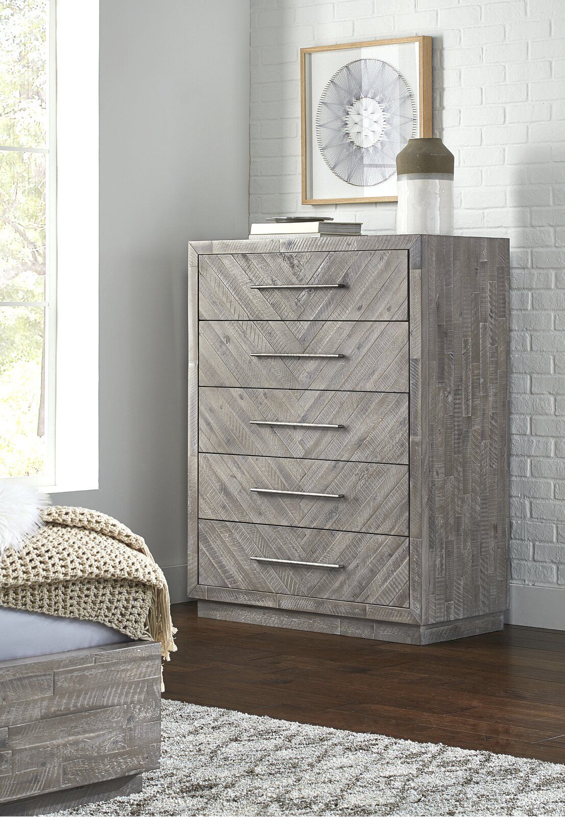Whittier 5 Drawer 42 Solid Wood Chest thumbnail 3