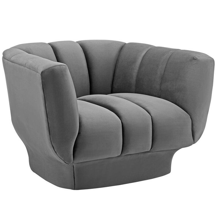 Genessee Wide Velvet Barrel Chair thumbnail 2