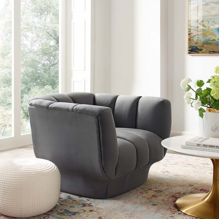 Genessee Wide Velvet Barrel Chair thumbnail 4