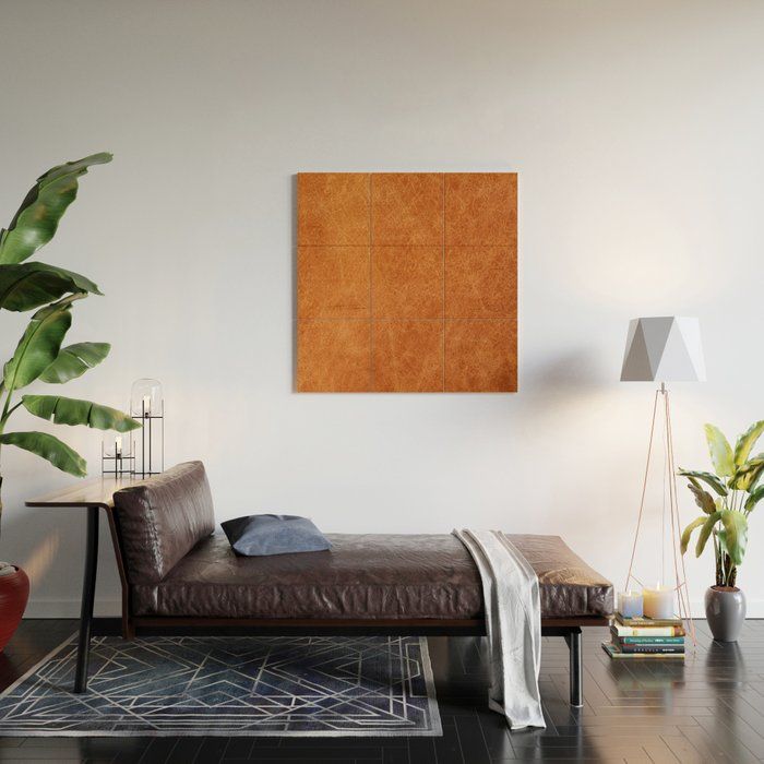 Farmhouse Style Original Camel Leather Wood Wall Art Unframed thumbnail 2