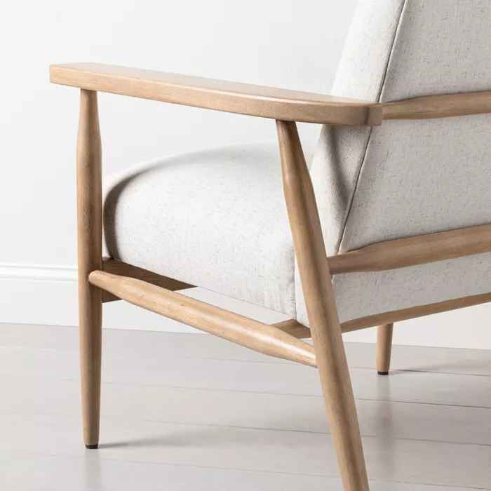Upholstered Natural Wood Accent Chair thumbnail 2