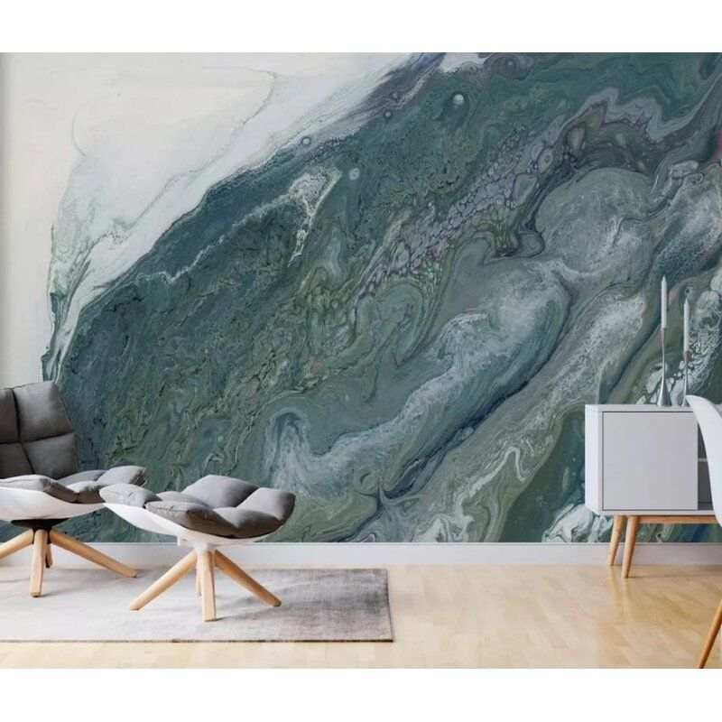 Dark Green Marble Green Brush Removable Textured Wallpaper thumbnail 2