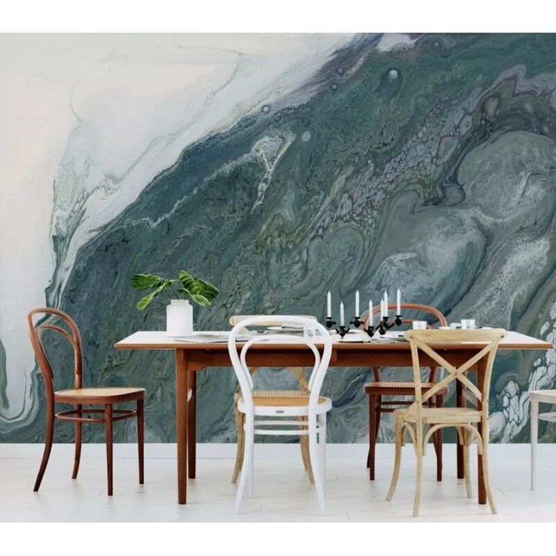 Dark Green Marble Green Brush Removable Textured Wallpaper thumbnail 3