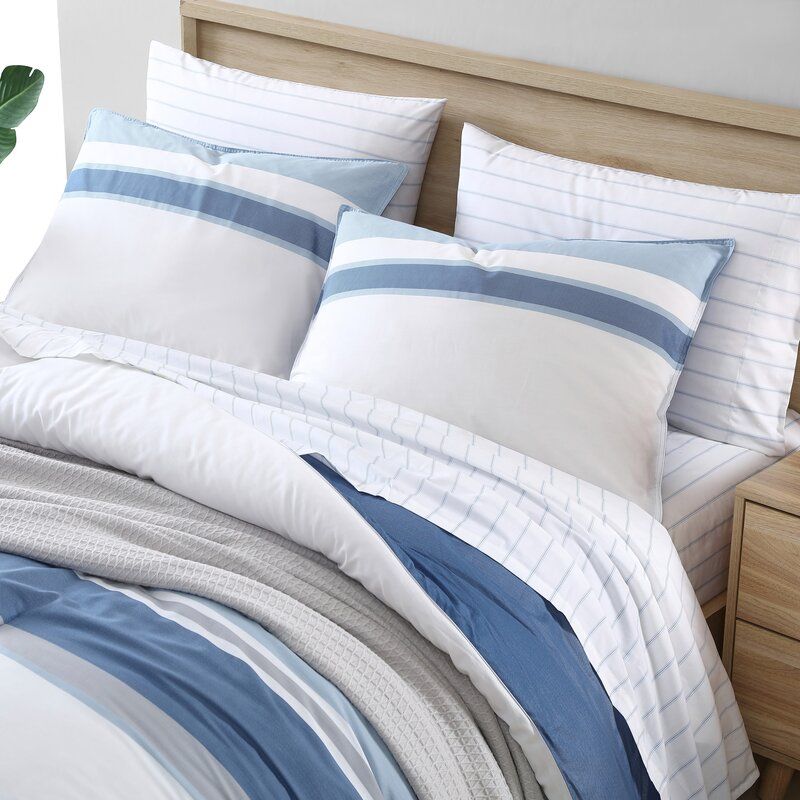 Trimmer BlueWhite Standard Cotton TC Reversible Comforter Set thumbnail 3