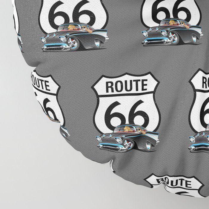 Route 66 Classic Car Nostalgia Floor Pillow thumbnail 3