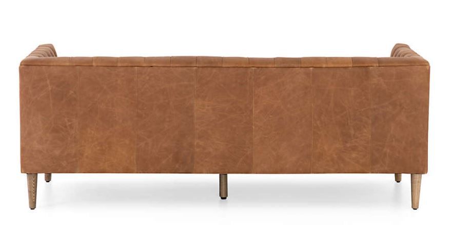 Rollins Natural Washed Camel Leather Button Tufted Sofa thumbnail 4